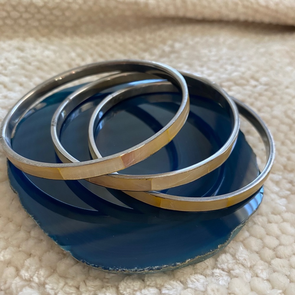 3 Mother Of Pearl Bangle Bracelets